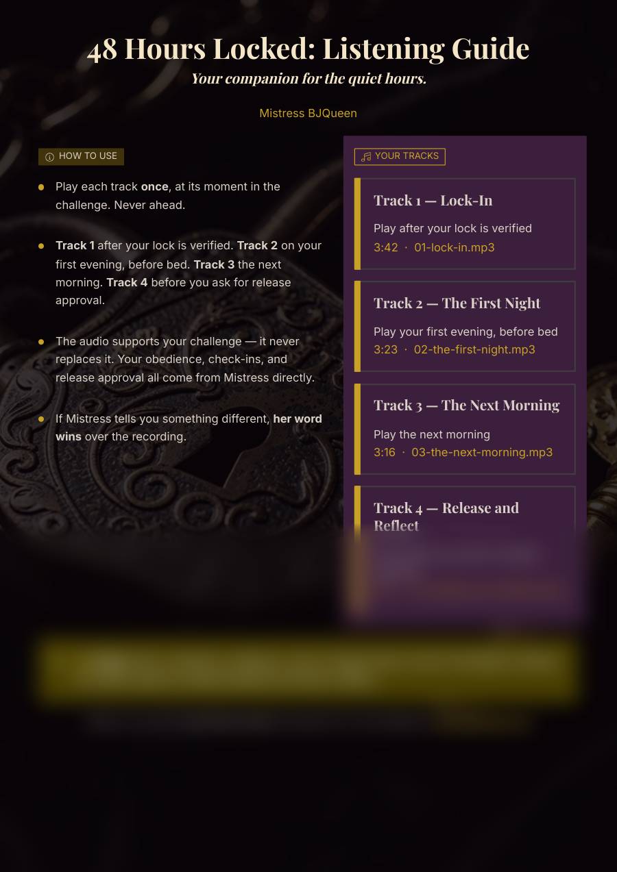 48 Hours Locked: Companion Audio, preview page 1 of 1. The lower part of the page is blurred.
