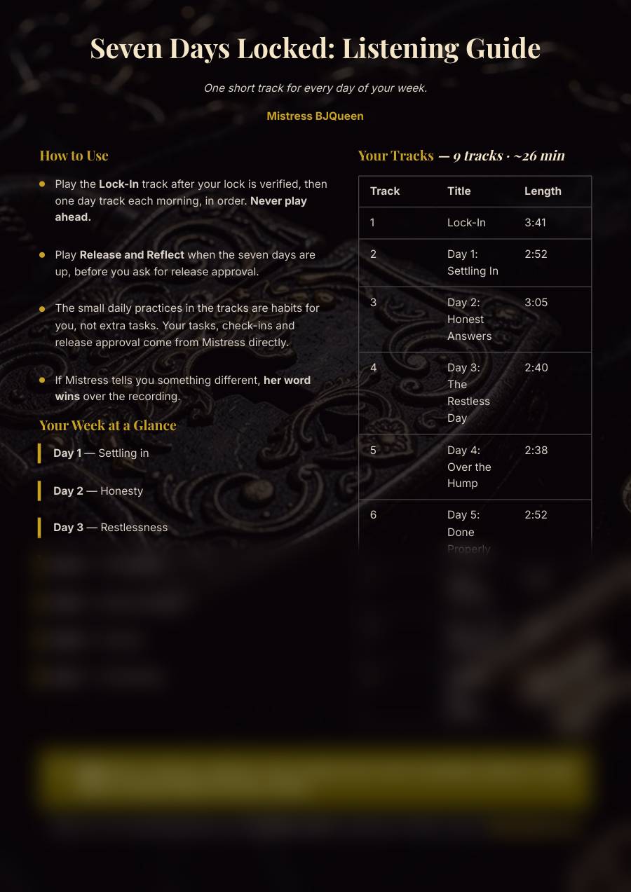 Seven Days Locked: Companion Audio, preview page 1 of 1. The lower part of the page is blurred.